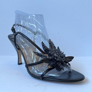 Max Studio Flower Detail Open Toe Sandals 10M